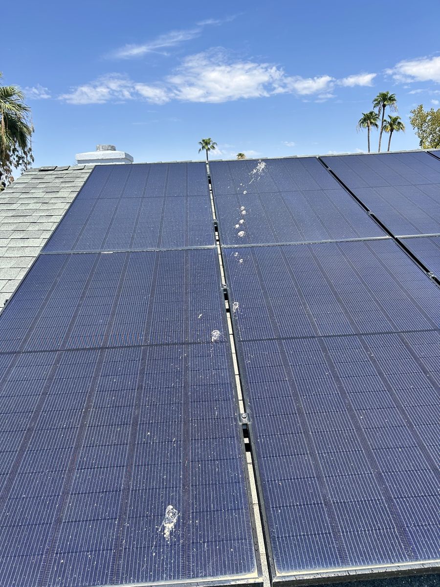 Solar panels covered in bird droppings in Arizona